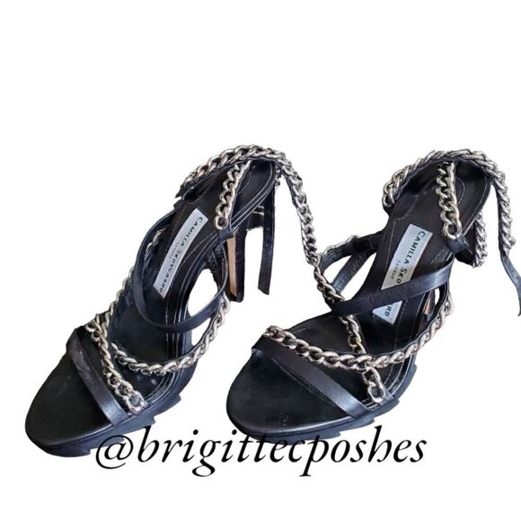Camilla Skovgaard NWOT Black Chain Sandals Size 38 - Picture 8 of 14